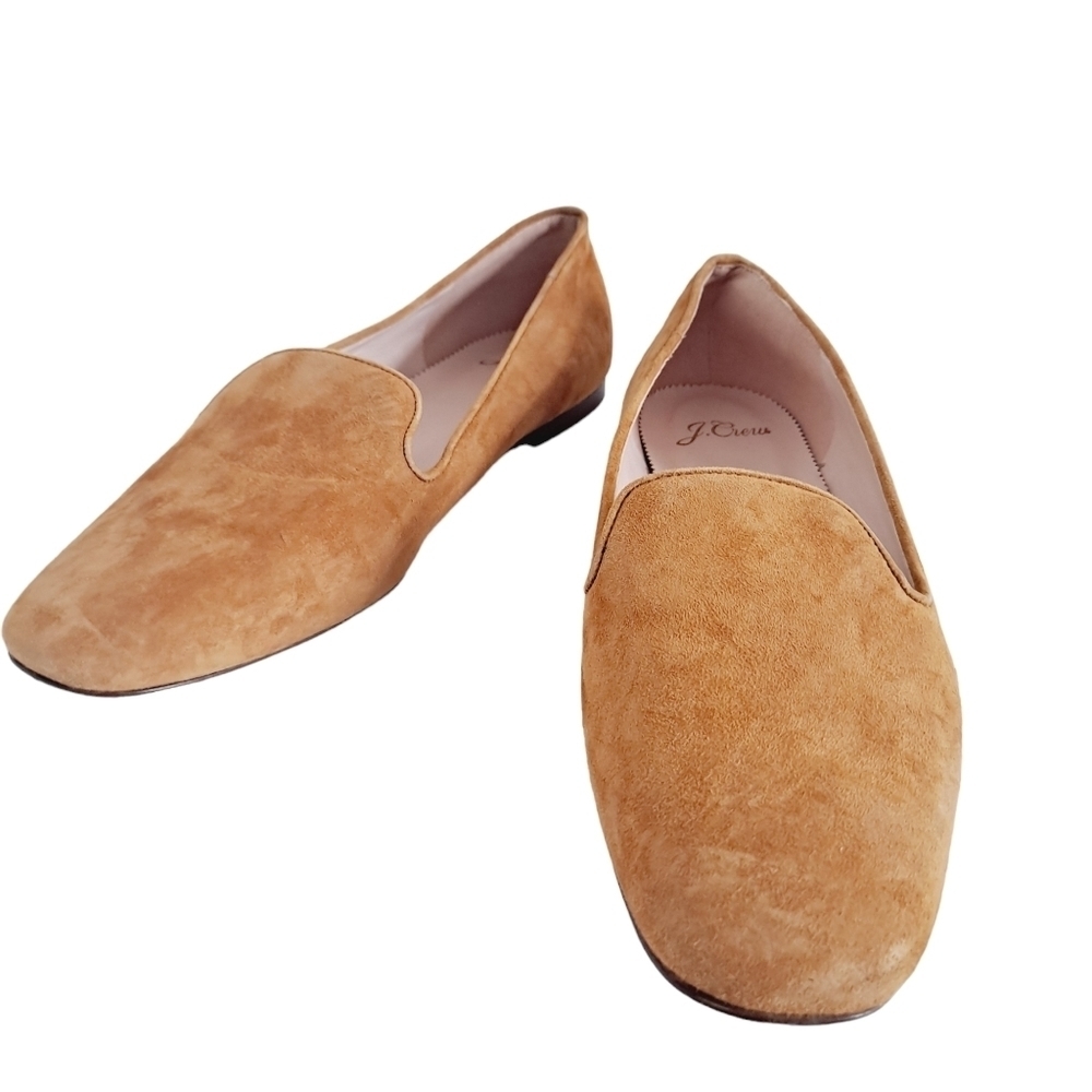 SOLD J. Crew women's Suede Smoking slip on camel tan loafer shoes size 8 - Picture 10 of 15
